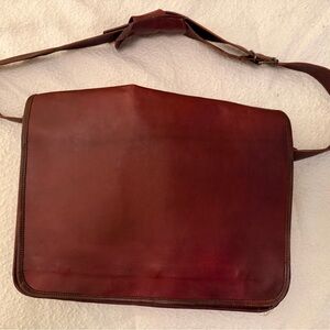 NWT Classic Brown Leather Messenger Bag